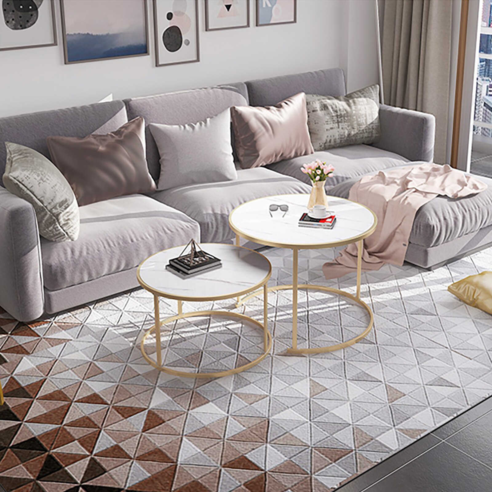 Tea Table End Table Tempered Glass Light Luxury Coffee Tables Nordic Living Room Round Side Table Kitchen Living Room Furniture