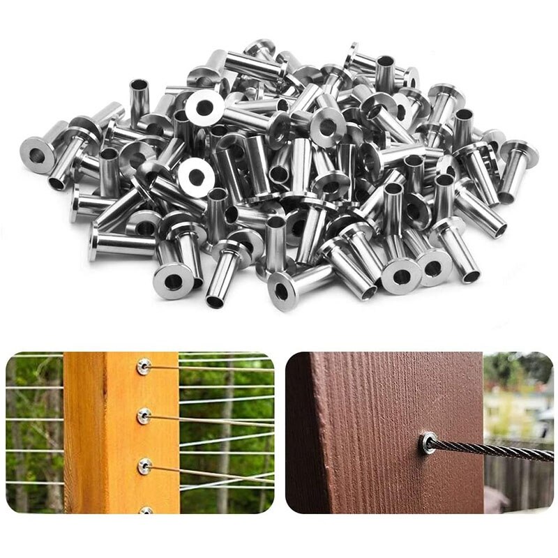 ! 60 stk. rustfrit stål beskyttelsesbøsninger beskyttende ærmer til 1/8 tommer wire wire gelænder, diy balustrade  t316