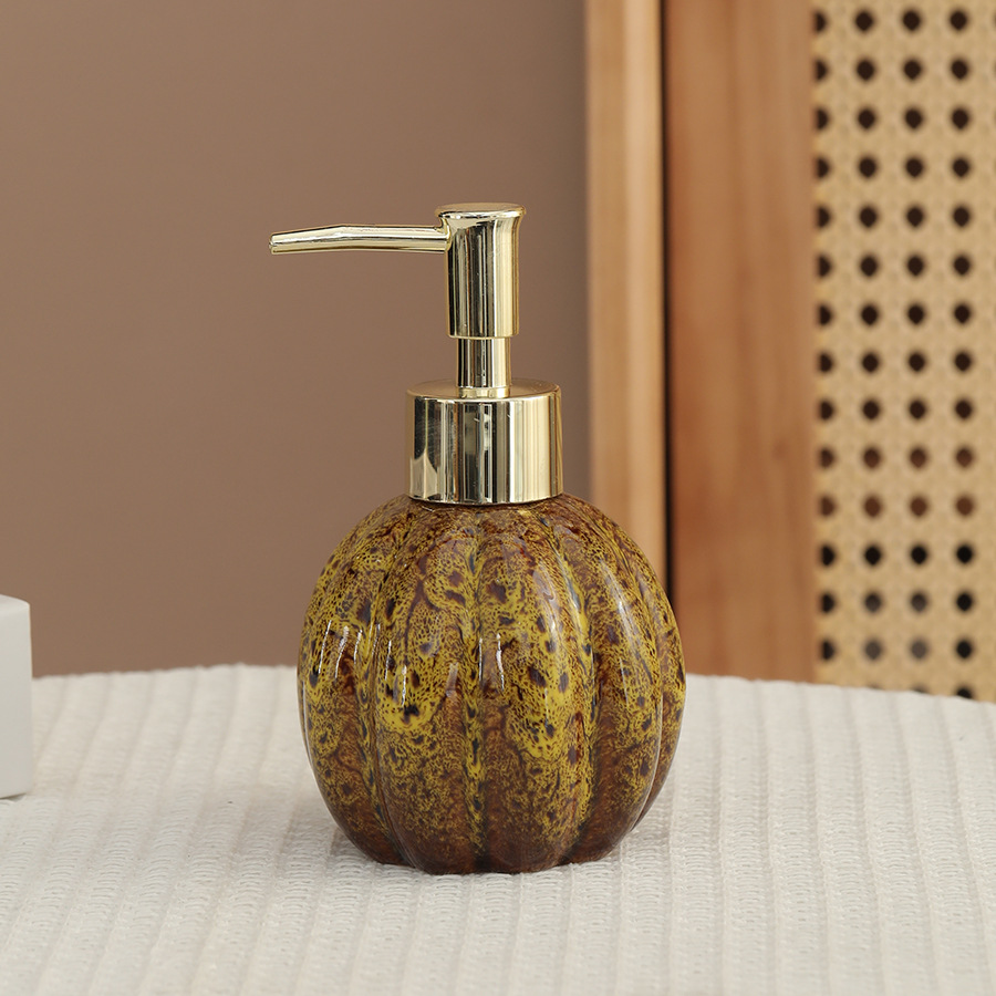 zeepdispenser Pompoen keramische fles voor handdesinfecterend middel, shampoo en douchegel, druk- en doseerfles, decoratie, dispenser: groen