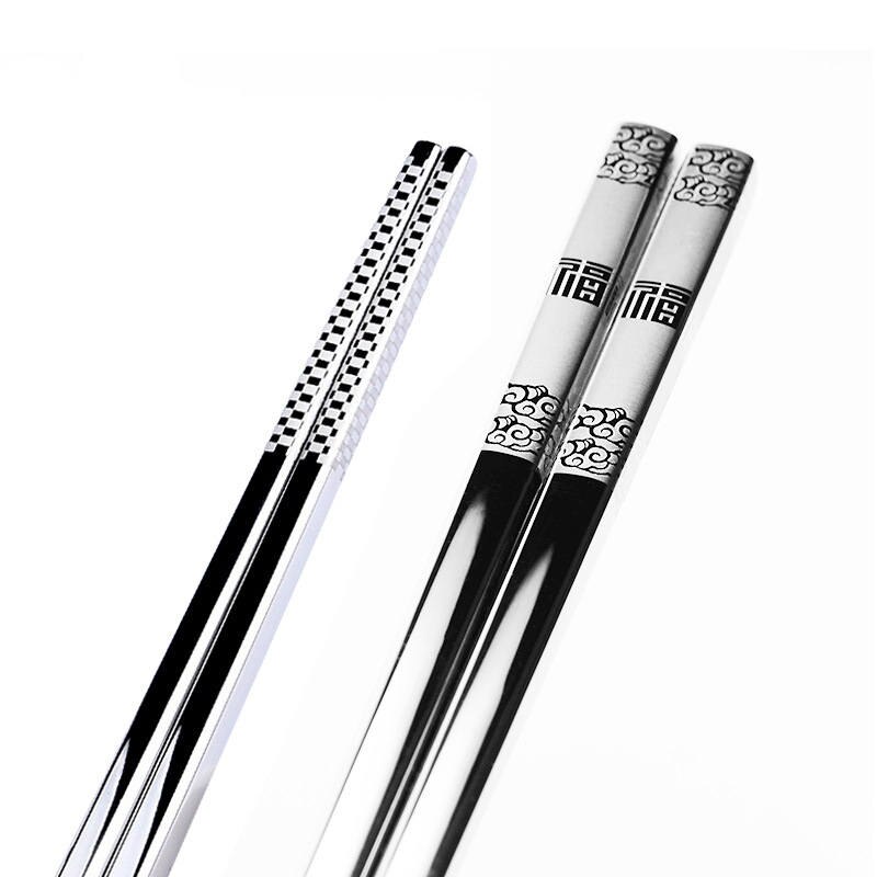 Palillos chinos de acero inoxidable, de dragón deslizante, juego de palillos de comida para sushi, Metal, hierro, coreano, portátil, 1 par