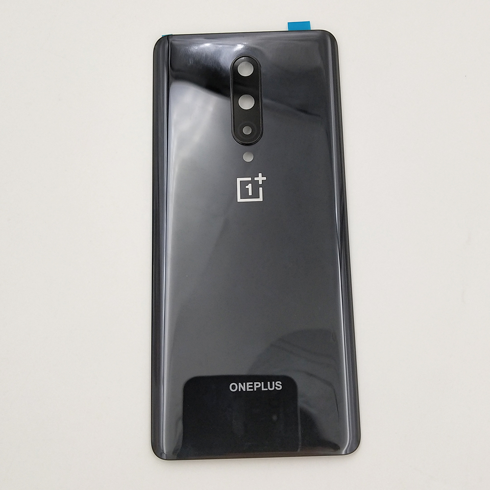 Oneplus 8 parti posteriori di riparazione della custodia della batteria di ricambio del coperchio dell&#39;alloggiamento dello sportello del pannello posteriore in vetro per One Plus 1 + 8 con obiettivo della fotocamera + Logo: Black