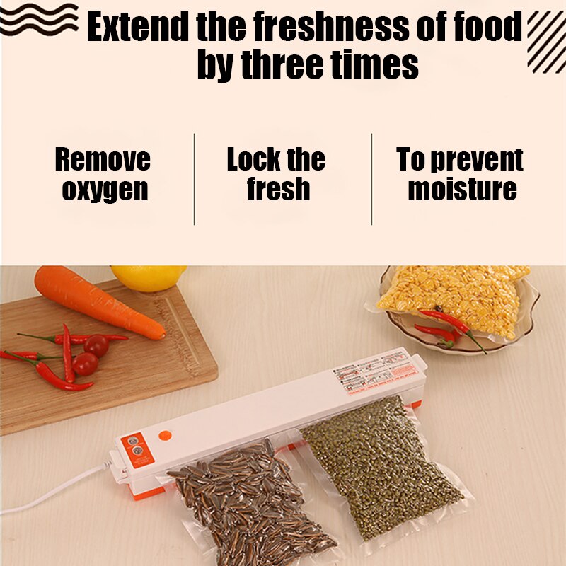 Vacuum Sealer Packaging Machine 220V/110V Household Food Film Sealer Vacuum Packer Keep Food Fresh FREE 10pcs Storage Bags