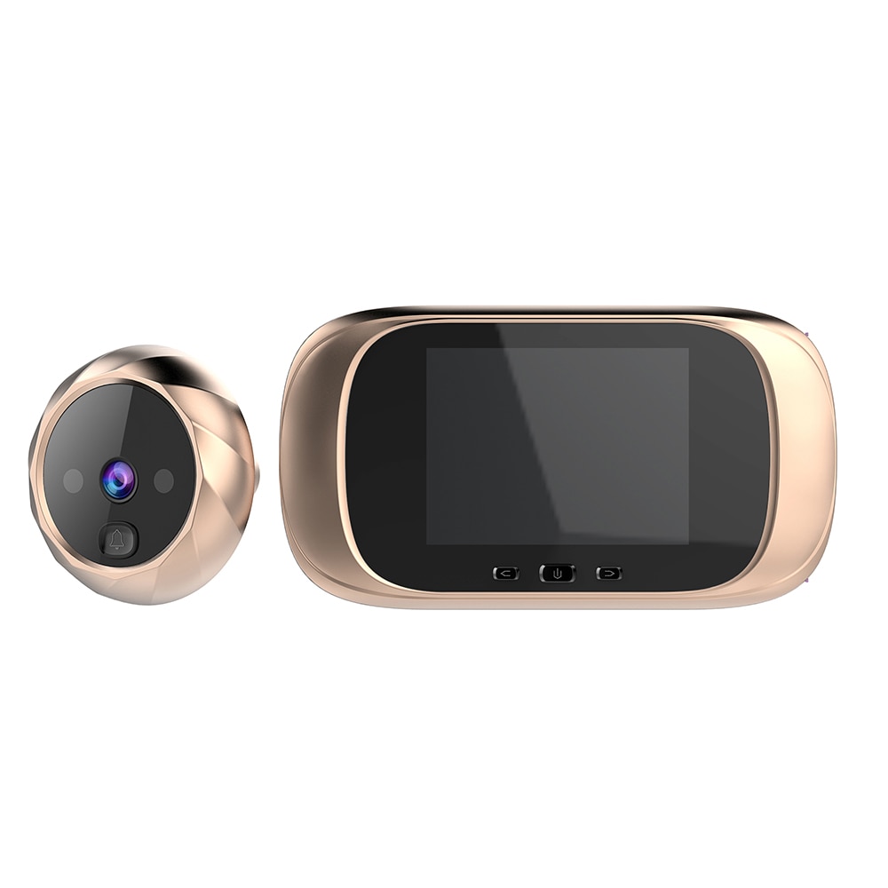2.8 tommer lcd digital dørklokke elektronisk øjendørklokke med 0.3mp kameraer udendørs dørklokke: Guld