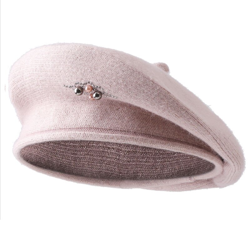 Vinter baskermössor för kvinnor ullstickade enfärgade basker kvinnliga mössor tjej höstvarma gorros märkes huvmössor: 18