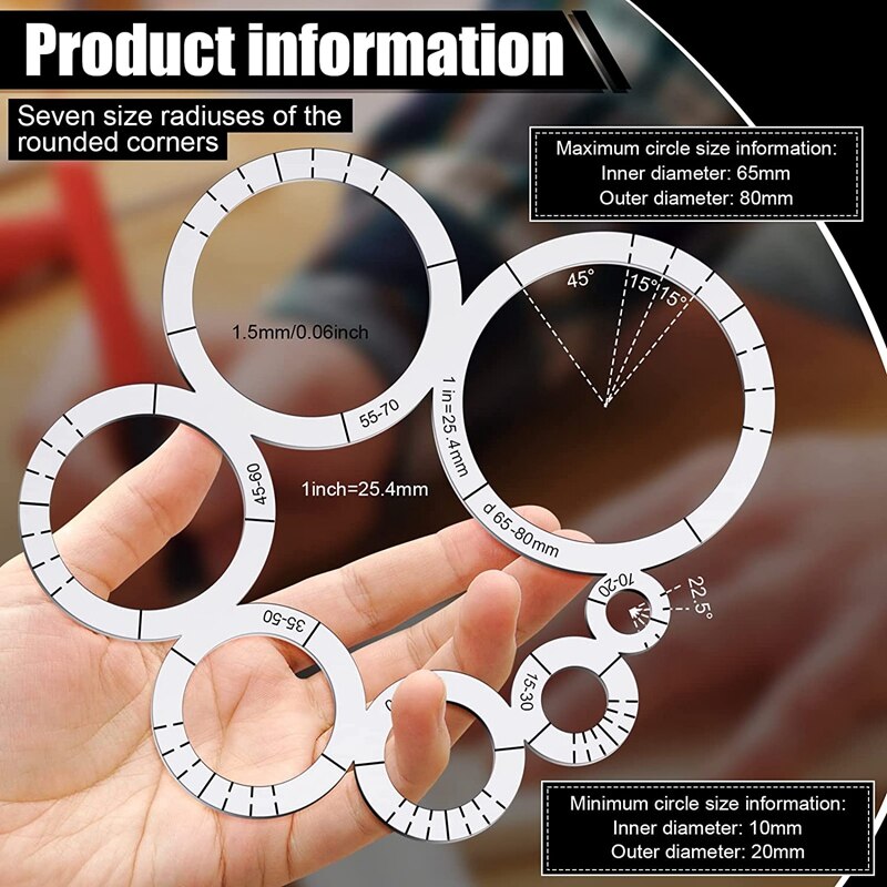 Leather Cutting Tools Corner Cutting Ruler Metal Circle Template Leather Corner Punch Round Leather Corner Cutting Ruler