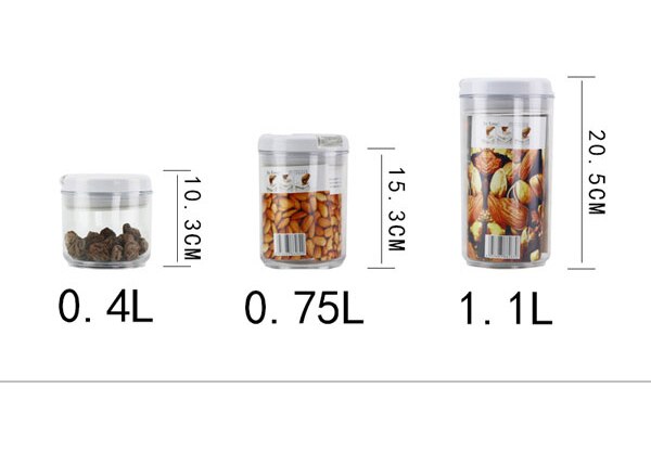 Céréales en plastique conteneurs pour le stockage des aliments cellier bocaux hermétiques cuisine organisateur stockage conteneur accessoires de cuisson: Round3Pcs-