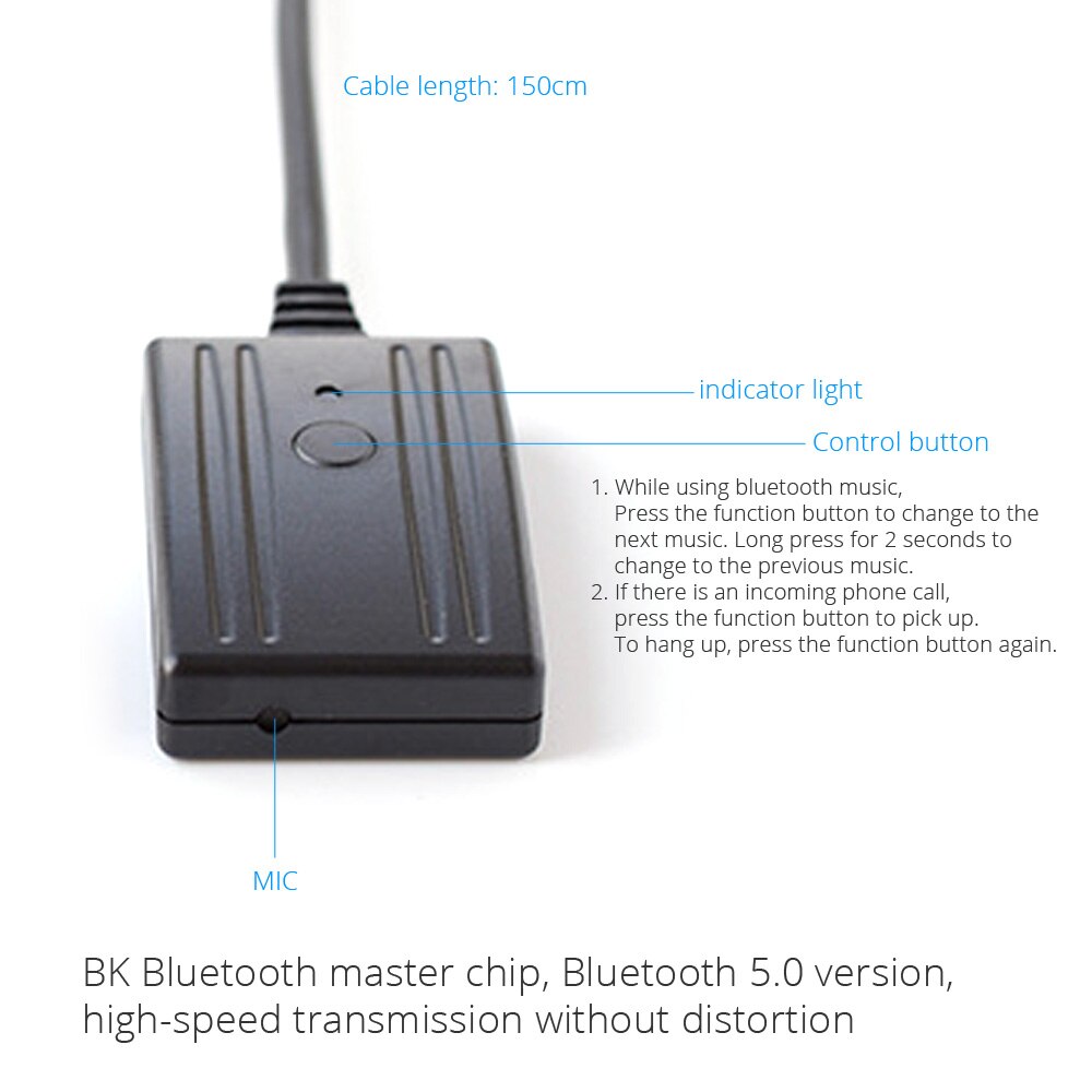 Bluetooth 5.0 bilsæt telefonopkald håndfri aux adapter til mercedes benz  w212 s212 w205 mmi media interface modtager mic input