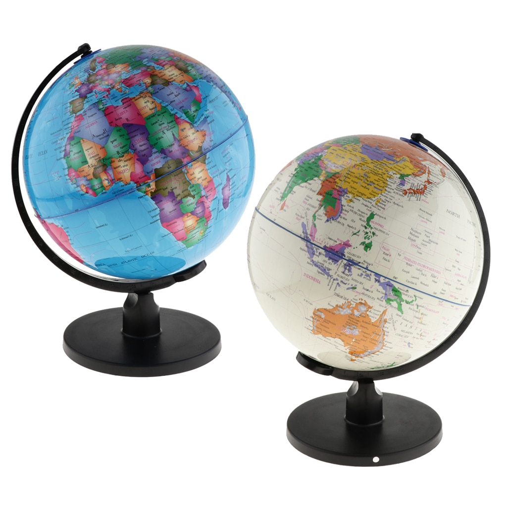 25cm/20cm Swivel Stand World Map Globe for Desktop Decoration Geography Education