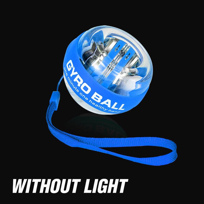 Rainbow LED Self Start Power Ball Gyro Mute Metal 100Kg Muscle Wrist Force Trainer Relax Gyroscope PowerBall Gym Exerciser: Blue without light