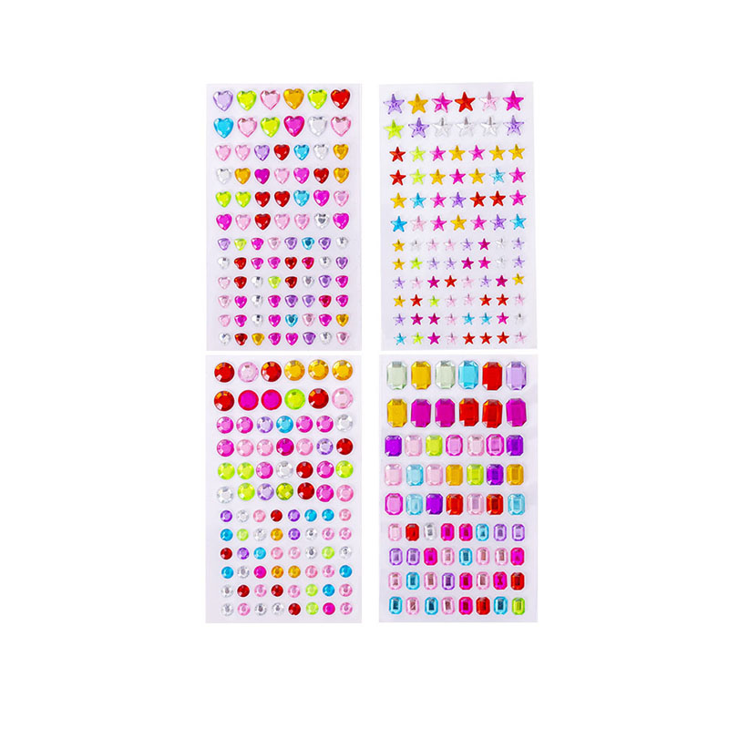 1-6Sheets 3D Gem Acrylic Crystal Stickers Kids DIY Decoration Self Adhesive Jewel Crafts Sparkly Rhinestone Stickers Girls