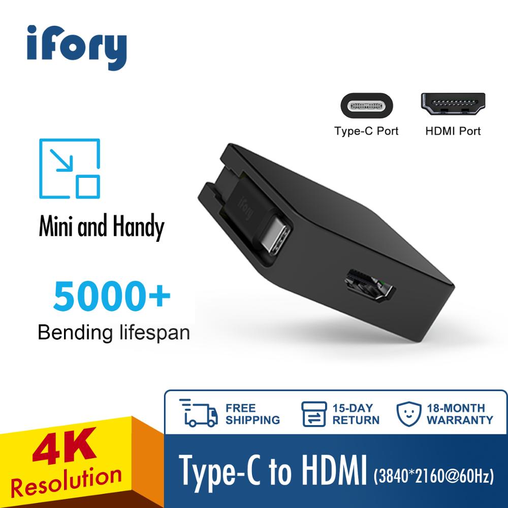 Ifory USB-C Naar Hdmi Kabel Creatie Hub Adapter, usb 3.1 Type C Naar Hdmi Adapter 1080P 4K, Compatibel Voor Macbook Pro: CloudBlack