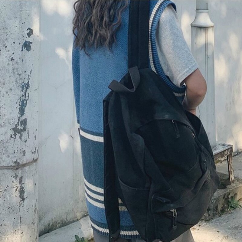 Chaleco Retro sin mangas de estilo coreano para mujer, suéteres tejidos a rayas, estilo Preppy, con cuello en V, informal, combina con todo