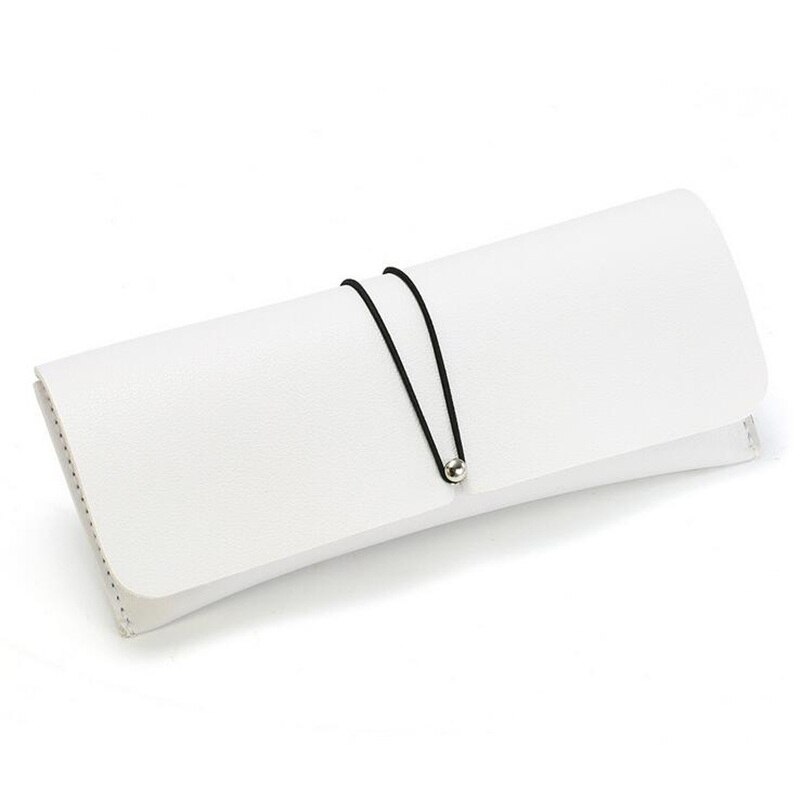 Pu skinn brille etui deksel solbriller briller holder boksen briller solid oppbevaring bærbar briller veske: Hvit