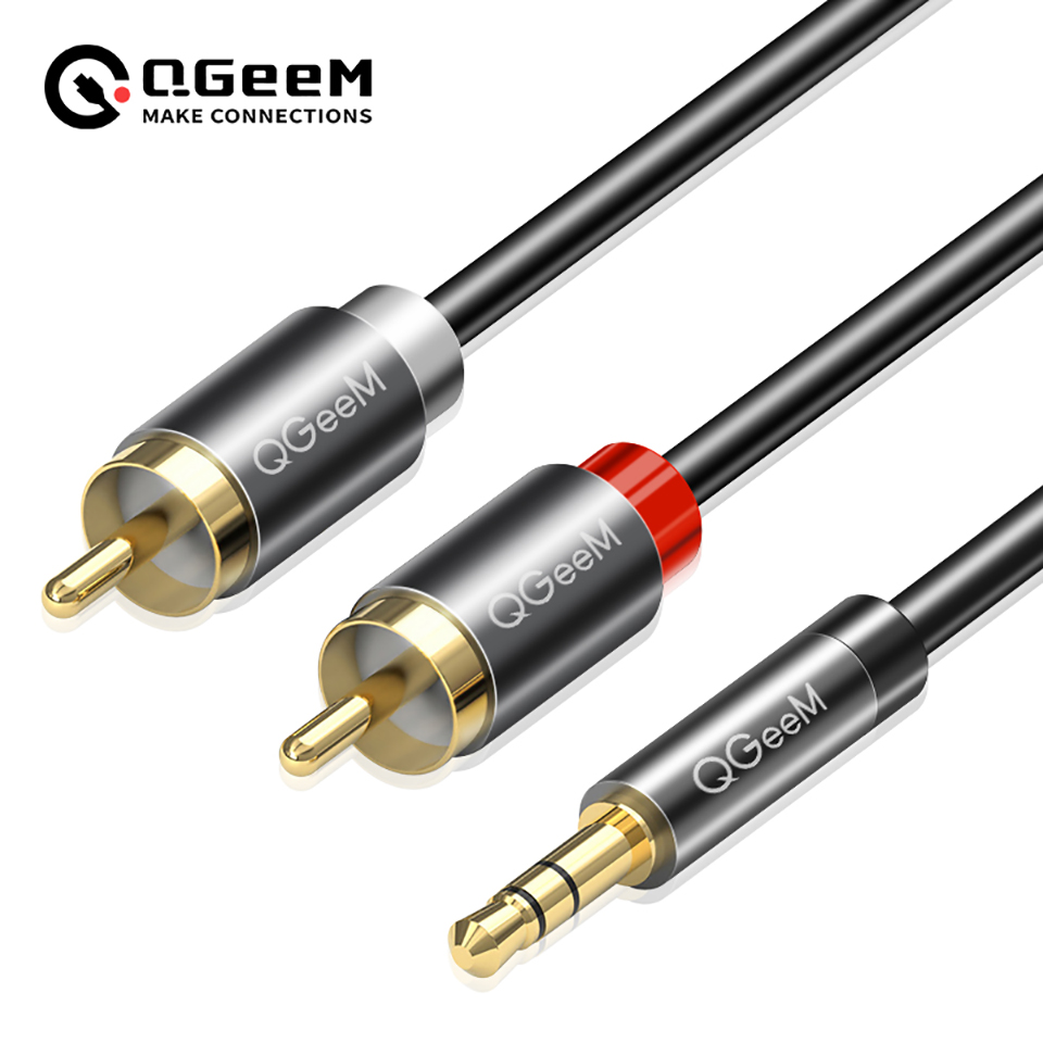 Qgeem rca-kabel 2 rca  to 3.5mm ljudkabel rca 3.5mm -jack rca aux-kabel för dj-förstärkare subwoofer ljudmixer hemmabio dvd: 8m