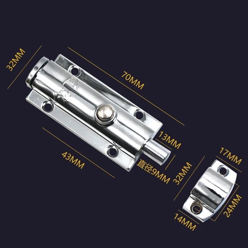 Zinklegering fjeder automatisk dørlås rød bronze dør bolt gate fjeder lås solid bolt møbler kinesisk messing hardware: Sølv