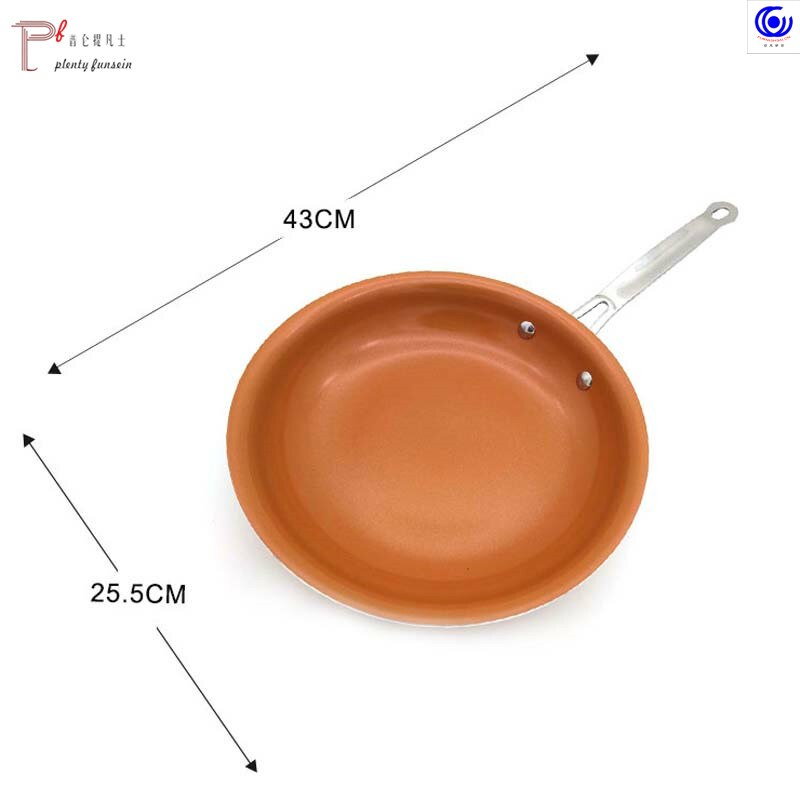 Non-stick Copper color Frying Pan with Ceramic Coating and Induction cooking Oven & Dishwasher safe 8 -10-12 inches glass lid