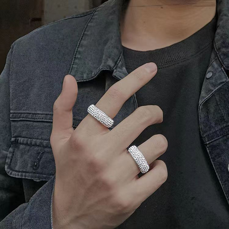 Anillo helado de lujo para hombre, anillos gruesos de acero de titanio para hombres y mujeres, accesorios de joyería de para parejas, , estilo coreano