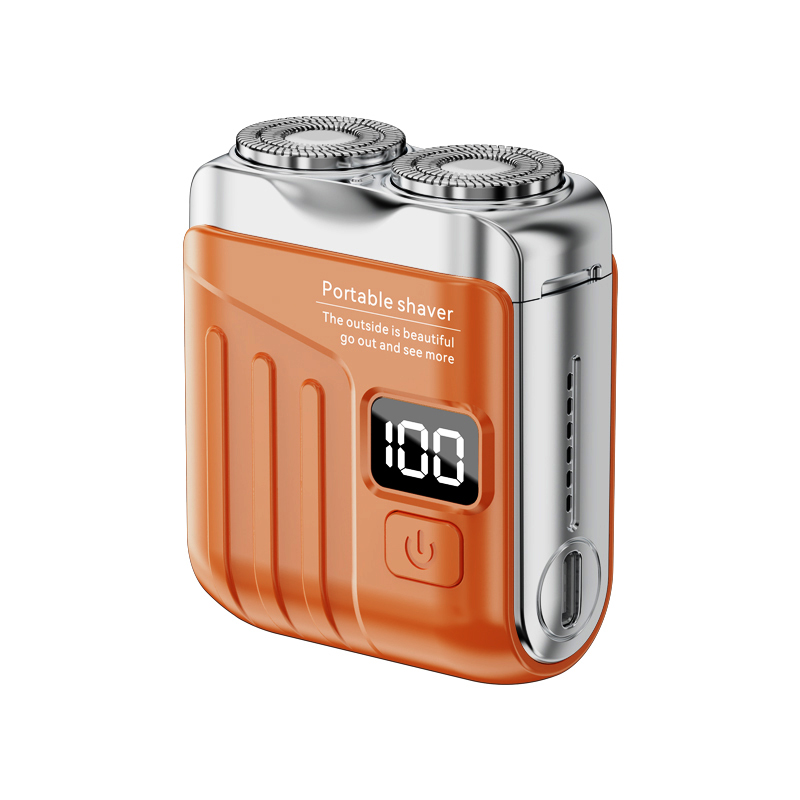 Rasoir électrique pour hommes Mini rasoir électrique Portable tondeuse à barbe Rechargeable hommes Machine à raser double lame rasoir: Orange