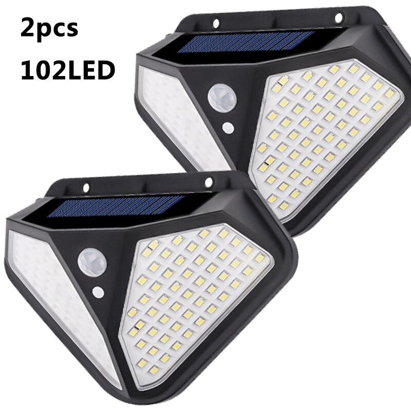 102 LED Solar Light Built in Battery Outdoor Lamp Powered Sunlight Waterproof Motion Sensor Street Light for Garden Decoration: 2PCS (102LED)