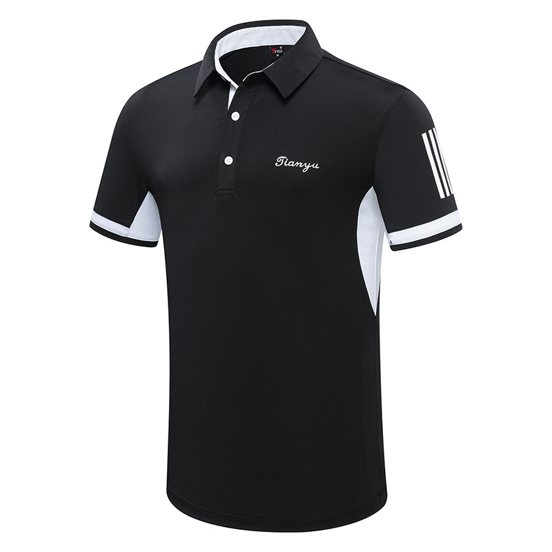 Herre kortærmet muskel golf t-shirt sommer åndbar afslappet golf toppe mænd løse fritidstrøjer golf tøj  d0807: Sort / Xxl