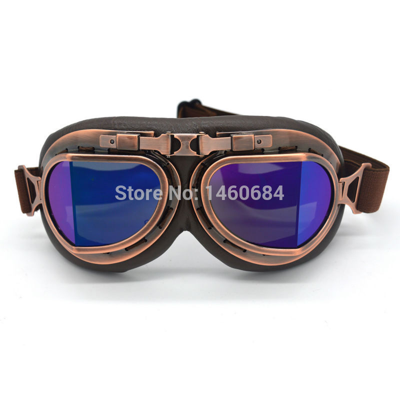 Retro pilot motocross cyklar cruiser motorcykel cykelglasögon kopparram flerfärgad lins