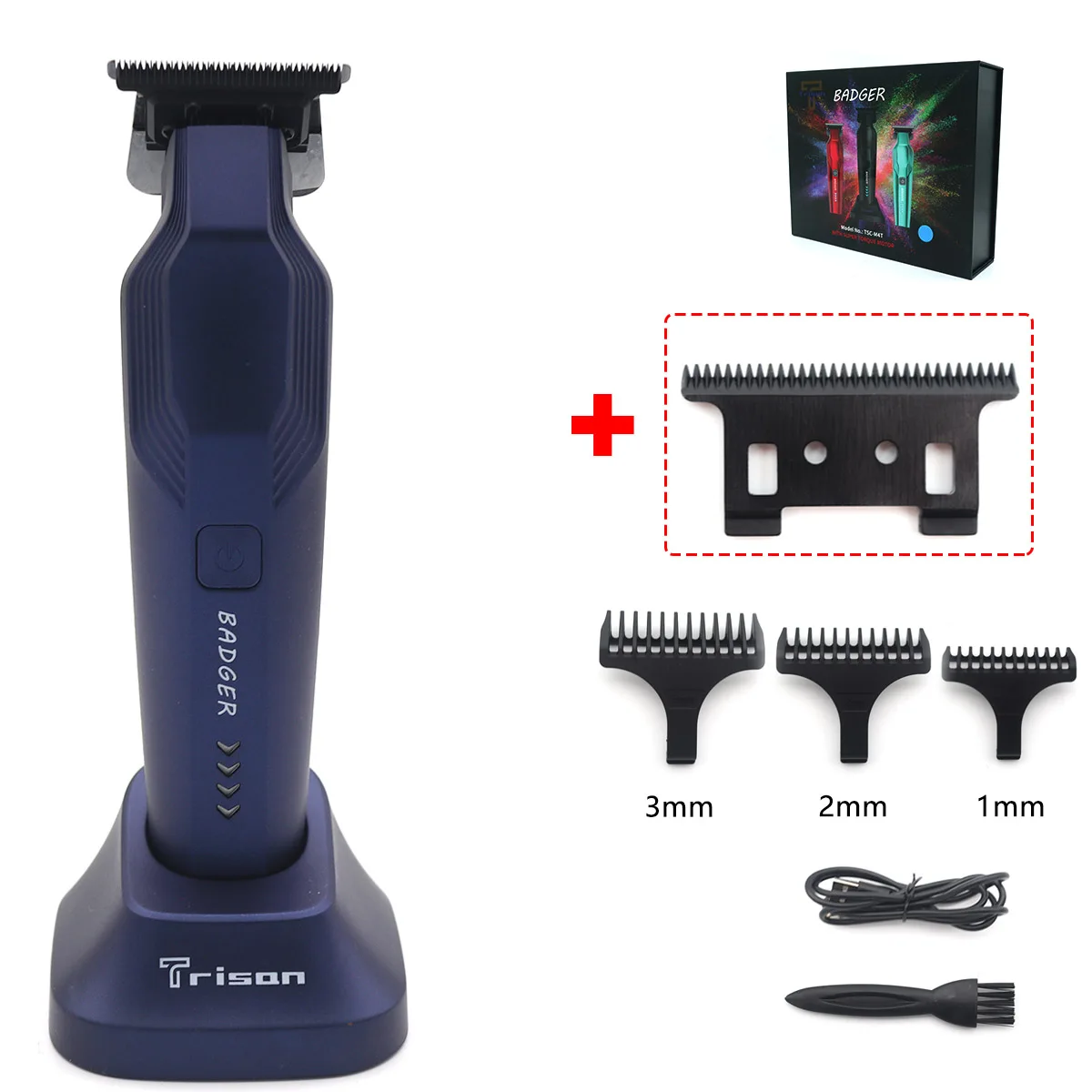 Cortadora de pelo para hombres, cuchilla en T DLC de grafito con cargador de Base, cortadora de pelo USB inalámbrica de poco ruido, máquina de acabado: Caqui oscuro