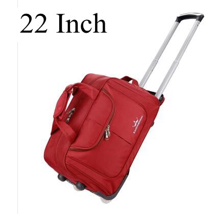 Rejsetrolley rygsække tasker dobbelt brug bagage tasker til rejse laptop trolley rygsæk til kvinder business rullende bagage taske: 22 tommer rød