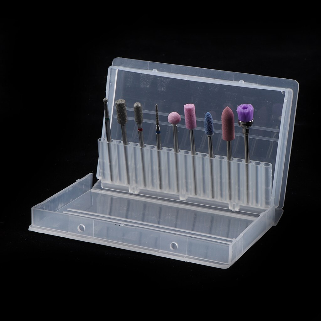 Carbide 3/32'' Nail Drill Bits Brush Set Acrylic Nail Files Buffing Bit 9Pcs