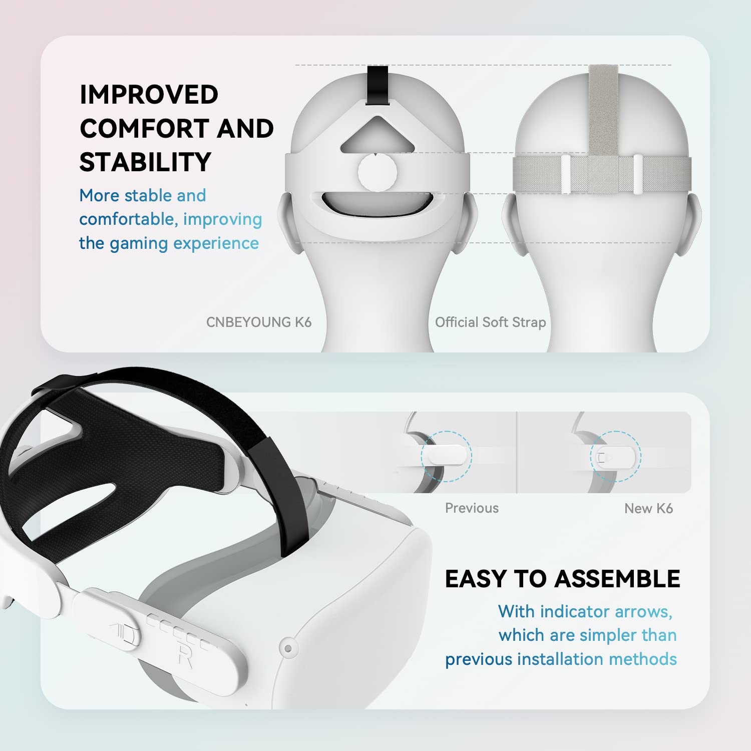 Head Strap Compatible for Meta Oculus Quest 2 Accessories with Head Cushion Replacement for Elite Strap Comfortable Protective