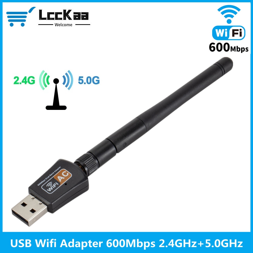 LccKaa USB Wifi Adapter 5.0GHz+2.4GHz Wifi Receiver High Speed 600Mbps Wifi Antenna Wireless PC Network Card 802.11ac