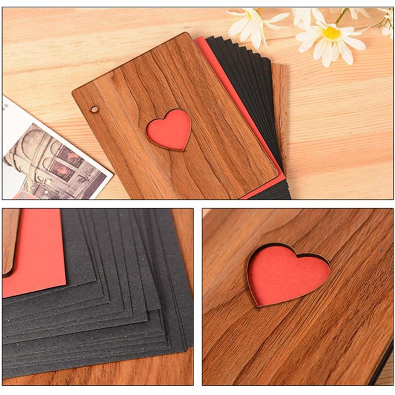 6 Inch Wooden Photo Album Loose-Leaf Scrapbook DIY Paste Classmates Notebook Retro Handmade Wedding Guestbook Graduation Album