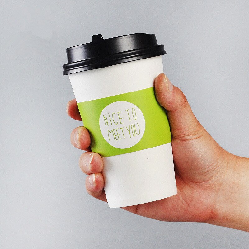 50 st engångs kaffekopp tjockt vitt papper kopp mjölk te dryck takeaway förpackningsmuggar med lock och isoleringskopp set