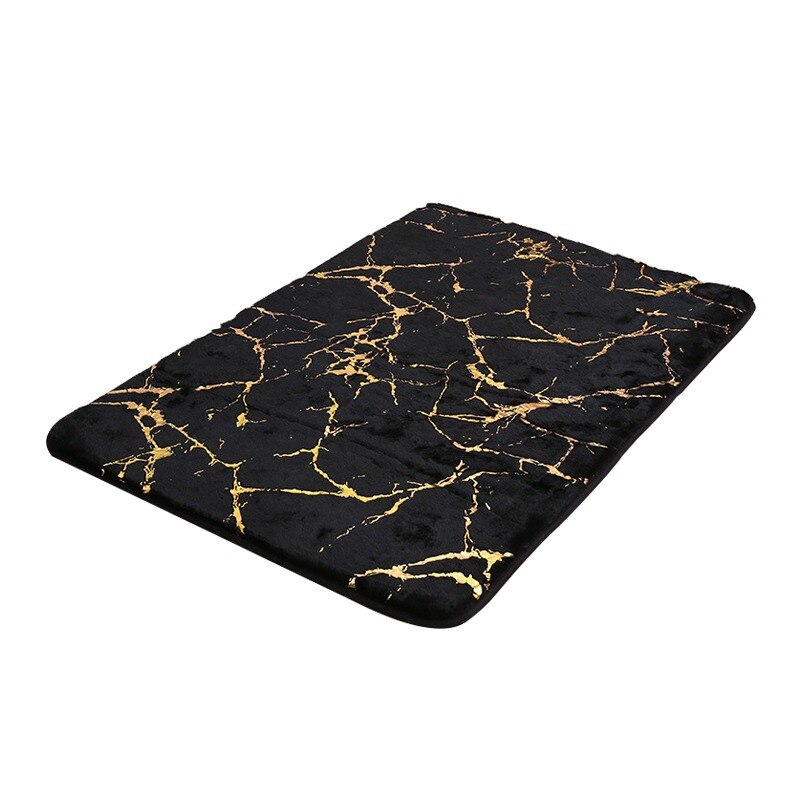 Tapis de salle de bain antidérapant, tapis de douche moelleux en Faux poils de lapin, tapis de sol , produit de salle de bain: black / S  40x60cm