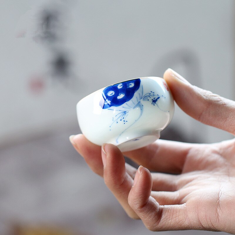tea cup set porcelain chabei handpainted kungfu tea coffee cup white china cup of tea under glaze ceramic on sales Chinese cups