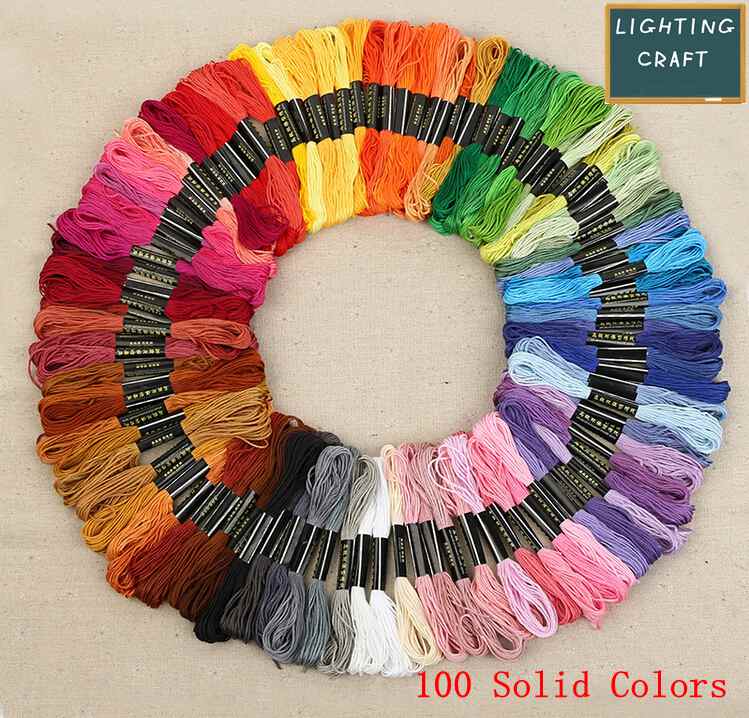 24pcs/50Pcs/100Pcs Solid Color Cross Stitch Cotton Embroidery Thread Pastel Floss Sewing Skeins Craft Diy