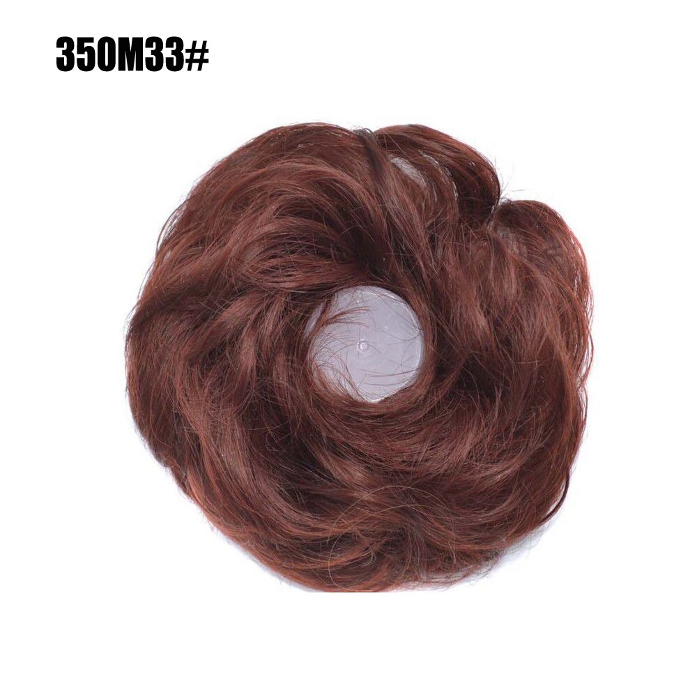 Girls Hair Buns Synthetic Curly Chignon Wrap On Messy Bun Ponytails With Rubber Band Hair Extensions For Women: 350M33