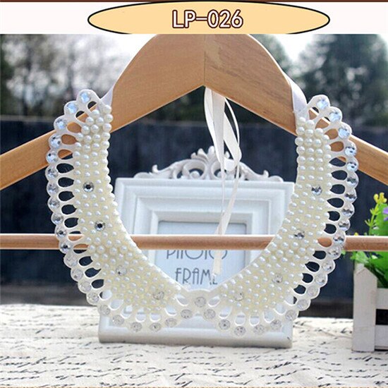 Bavoir col ras du cou collier bijoux pour femmes pour mariage déclaration détachable col femmes noir faux: LP026