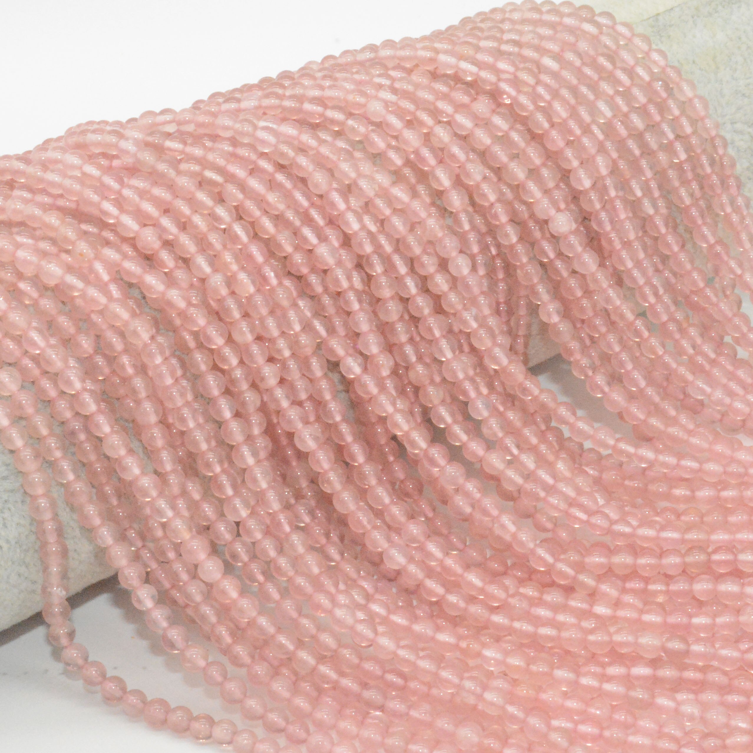 Natural Clean Pink Morganite Loose Round Beads 3.5mm