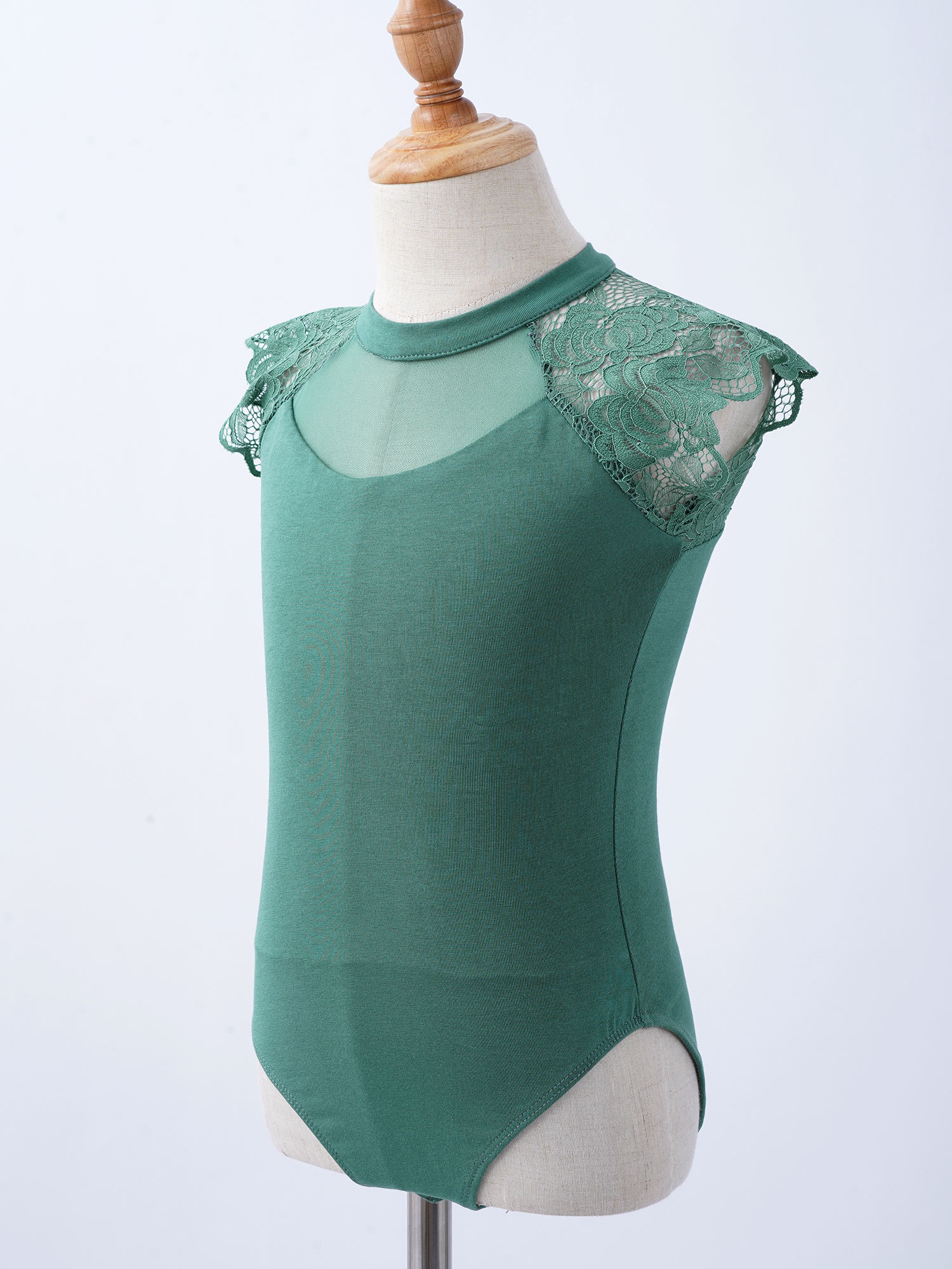 Kinderen Meisjes Mouwloze Bloemen Kant Ballet Dans Turnpakje Effen Kleur Ovale Gymnastiek Dance Training Jumpsuit Body Pak
