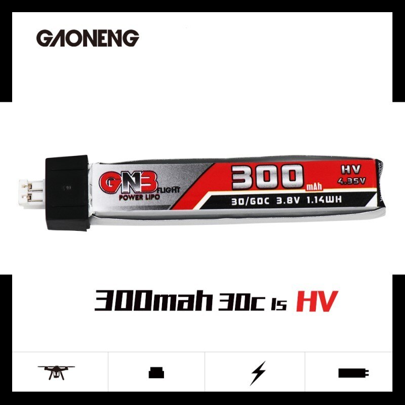 5pcs/Lot GNB Gaoneng 3.8V 300mAh 30C 1S Lipo Battery with PH2.0 Plug