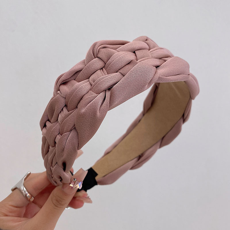 Diadema trenzada de satén de colores bohemios, accesorios para el cabello para adultos, joyería para el cabello: Rosa