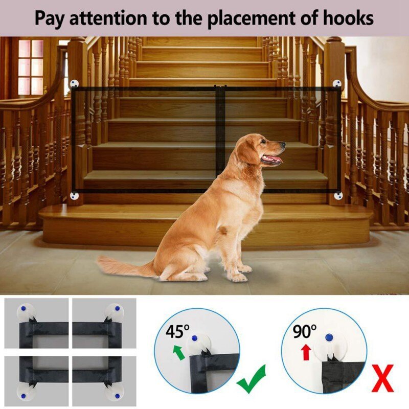 Magic Dog Gate Mesh Pet Fence Barrier Folding Safe Guard Indoor Outdoor Puppy Dog Separation Protect Enclosure Pet Supplies
