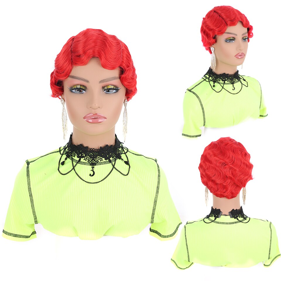SEEANO – perruque synthétique Afro courte noire 6 pouces pour femmes noires, Blonde rouge violet rose blanc vert, perruque de Cosplay résistante à la chaleur: 4/27HL