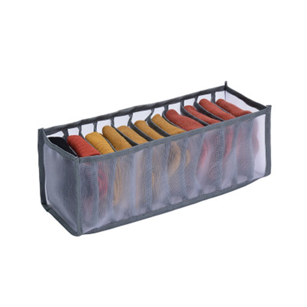 Opvouwbare Ondergoed Opbergdoos Met 6/7/11 Compartimenten Nylon Divider Doos Sokken Bra Underpants Garderobe Drawer Closet Organizer: gray 11Grids