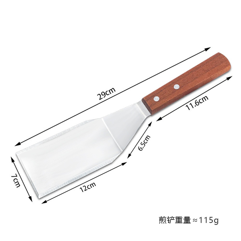 Espátula y raspador de parrilla de acero inoxidable, herramientas de cocina duraderas antiadherentes para barbacoa, pala para Pizza, tortitas, carne, utensilios para barbacoa: Gris oscuro