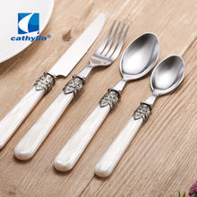 Katylin bestick set 24- delar akryl handtag rostfritt stål servis set restaurang bröllop bestick  pl0015