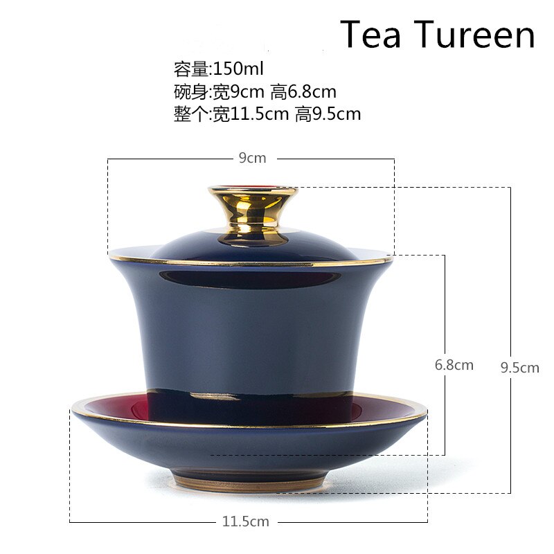 Kongelige palass blå omriss gull te deksel bolle, deksel bolle tesett deksel bolle te porselen gryte reise vakker vannkoker 150ml: Default Title