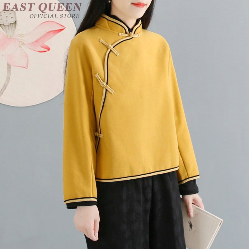 Traditionelle chinesische bluse Shirt Spitzen für frauen stehkragen orientalischen leinen hemd bluse weibliche cheongsam oben AA4158