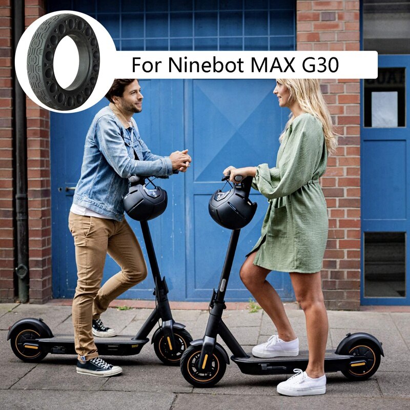 2pz 10 Pollici Pneumatici in Gomma Piena per Ninebot Max G30 scooter Elettrico A Nido D'scimmia Ammortizzatore di Smorzamento Pneumatico Nero