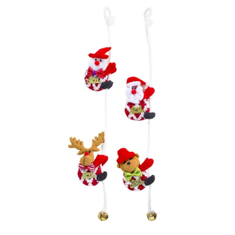 Kerst Stof Dubbele Klimmen Touw Bel Hanger Kerst Decoratie Klimmen Touw Santa, Jaar Decoraties TSLM1